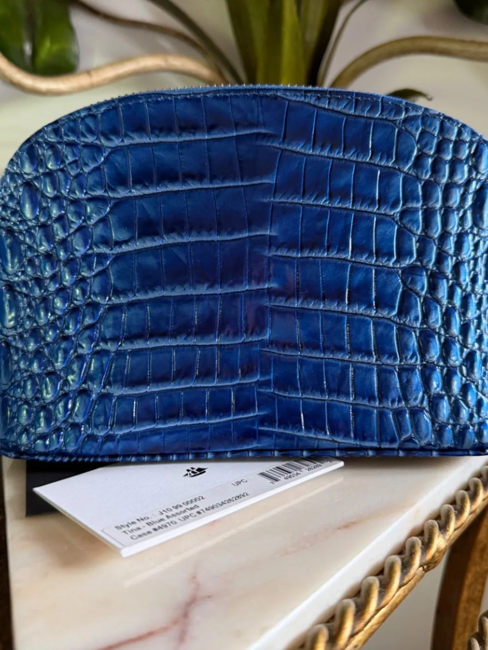 💙 Brahmin Sample 'Electric' Blue Tina Zippered Make Up Bag Pouch Clutch 💙 READ